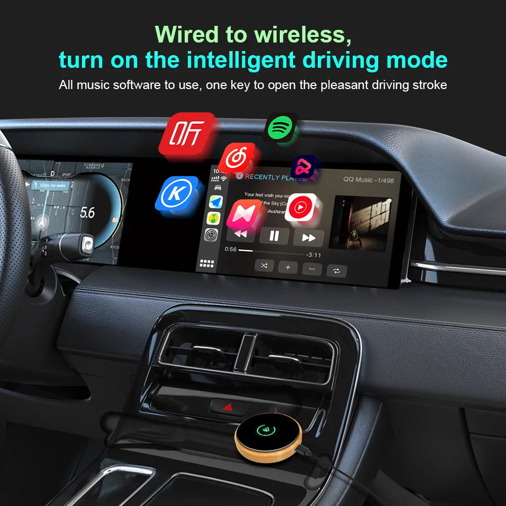 2024 Portable Bamboo Shell Wireless Carplay