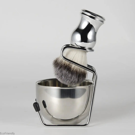 Beard Shaving Foam Brush with Mixing Bowl