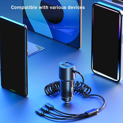 3 Cable Retractable Charger with 2 USB Outputs